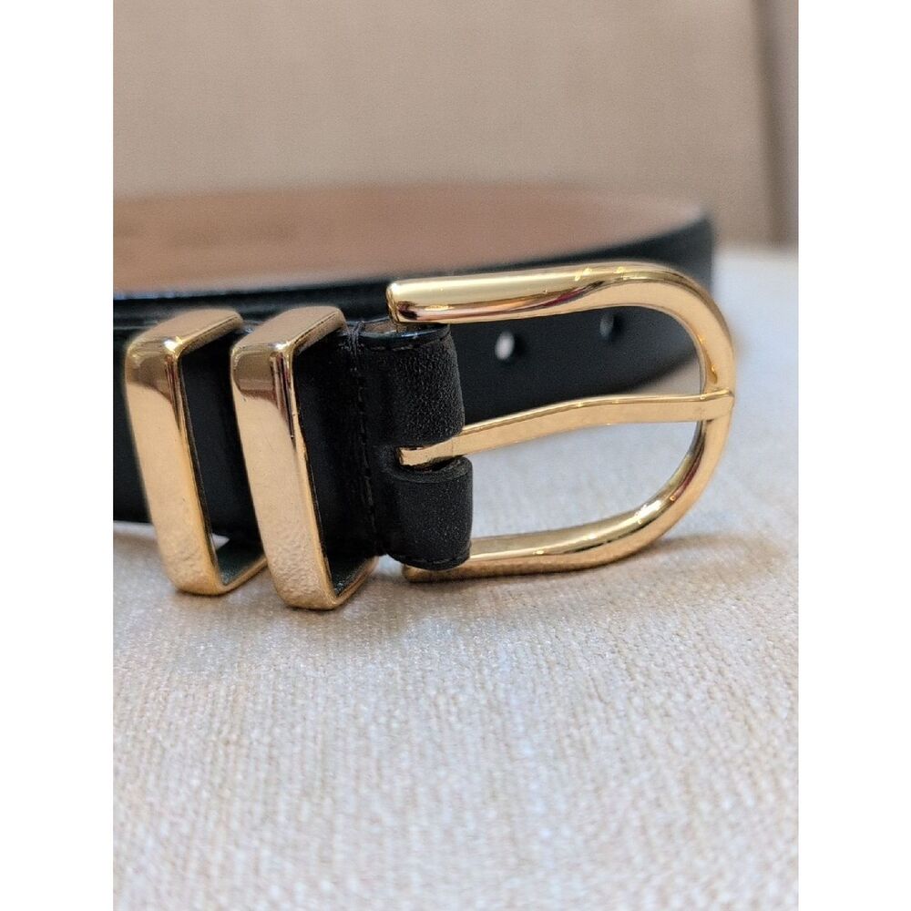 Talbot's Dark Green Leather Belt with Solid Brass Buckle Size S - Picture 4 of 11
